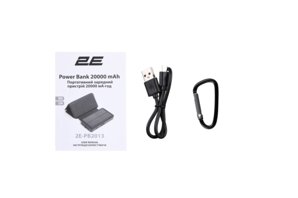 2E Портативний зарядний пристрій Power Bank Solar 20000mAh Black