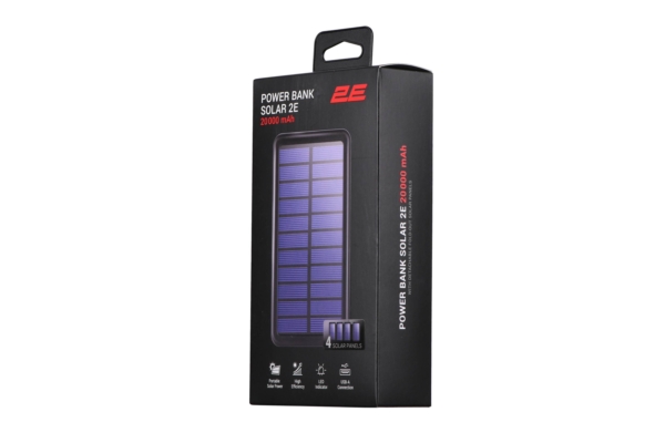 2E Портативний зарядний пристрій Power Bank Solar 20000mAh Black