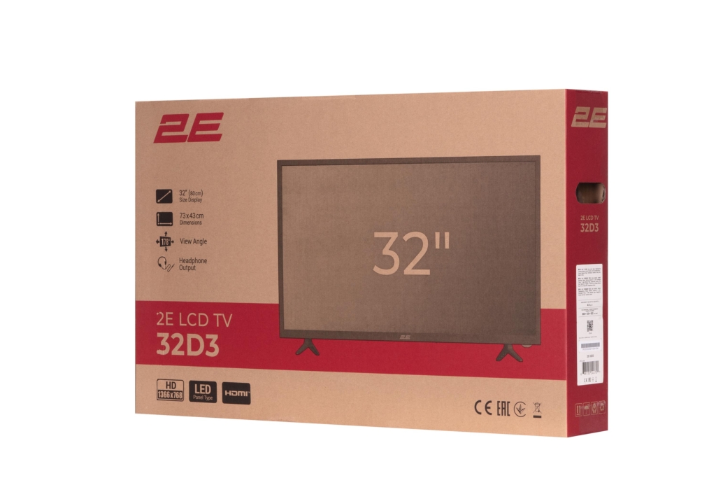 Телевизор 32″ 2E LED HD 60Hz Black