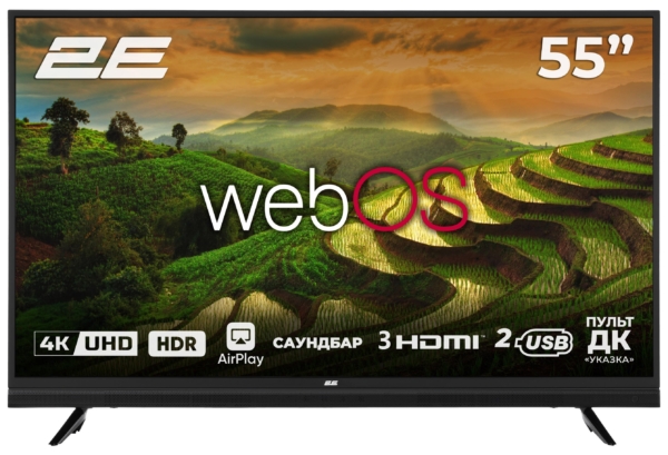 2E TV Set 55″ LED 4K 50Hz Smart WebOS Black soundbar