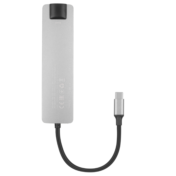 2E Hub USB-С > 2хUSB-A 2.0/USB-A 3.0/USB-C PD/HDMI/Ethernet, 0.15m, silver