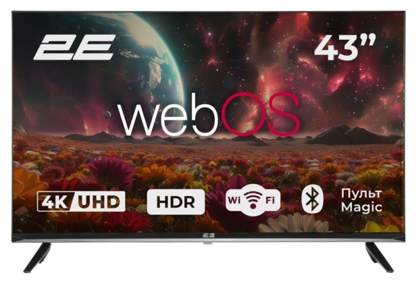 Телевізор 43″ 2E LED 4K 60Hz Smart WebOS Black