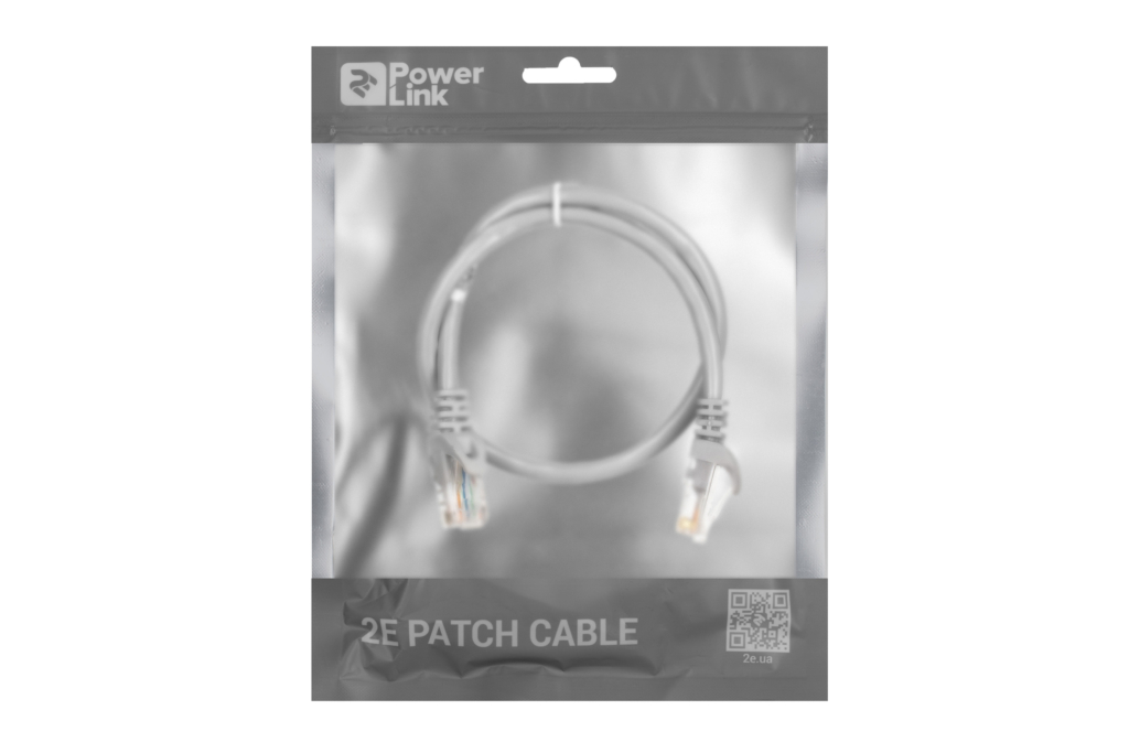 Patch Cable 2E Cat 6,UTP,RJ45, 26AWG ,7/0.16 Cu, 0.50 m, PVC,Grey