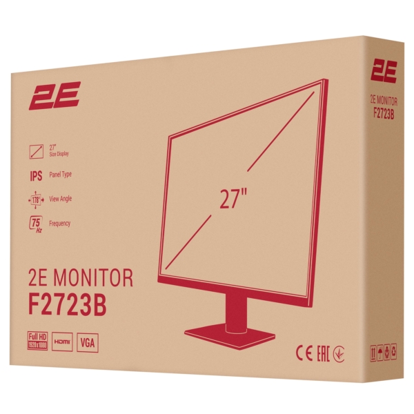 Монитор 2E 27″ F2723B D-Sub, HDMI, IPS, 75Hz