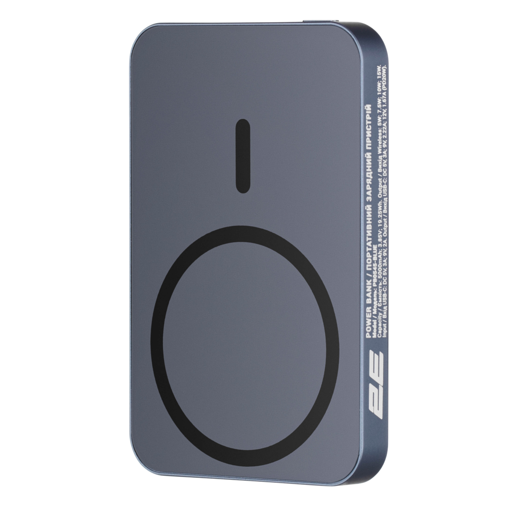Портативное зарядное устройство Power Bank 2E Wireless QI 5000мА·год, 20Вт, PD, синий