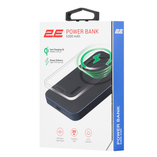 Портативное зарядное устройство Power Bank 2E Wireless QI 5000мА·год, 20Вт, PD, синий