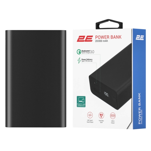 2E Power Bank 20000mAh, 65W, PD, QC, black