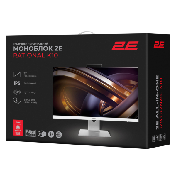 ПК Моноблок 2E Rational K10 27″ FHD IPS Intel i3-12100, 16Gb, F512GB, UMA, B660, K10.660, 150W, FreeDos, белый