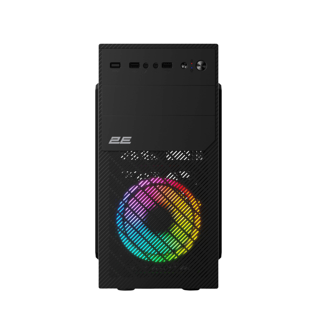 Корпус 2E Basis RD850, без БП, 1xUSB3.0, 2xUSB2.0, 1×120мм ARGB, VGA 290мм, Metal Side Panel, mATX, чёрный