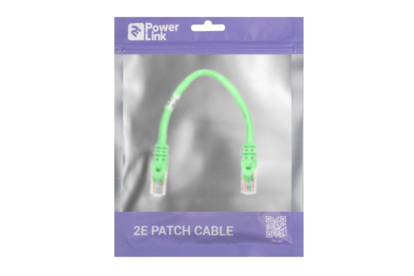 Patch Cable 2E Cat 5e, UTP, RJ45, 26AWG, 7/0.16 Cu, 0.20 m, PVC, Green