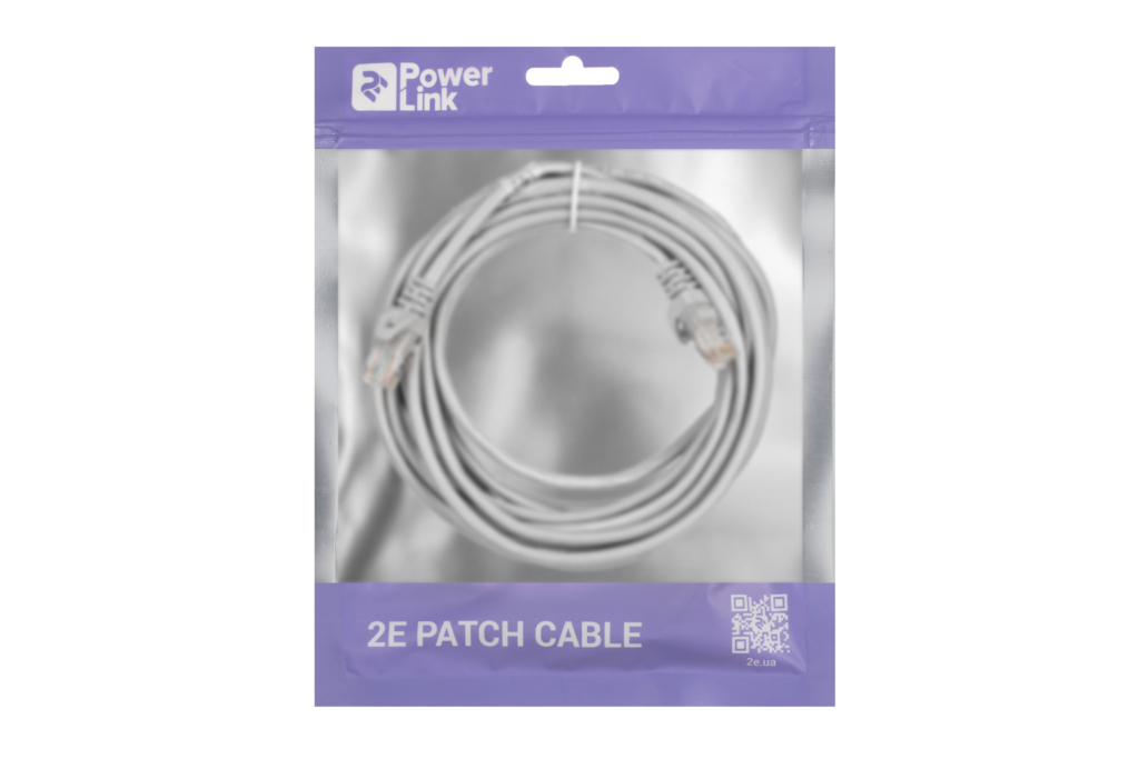 Патч-корд 2E САТ 5e, UTP, 5м, 26AWG, RJ45, 7/0.16, Cu, PVC, серый