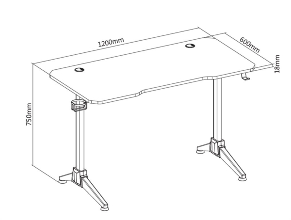 2E GAMING Table OTOROSHI, 120х60x75cm, white-grey