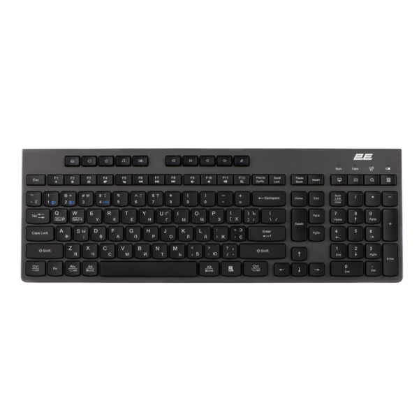 2E Keyboard membrane KS280 120key, WL/BT, EN/UK/RU, silent, black-grey