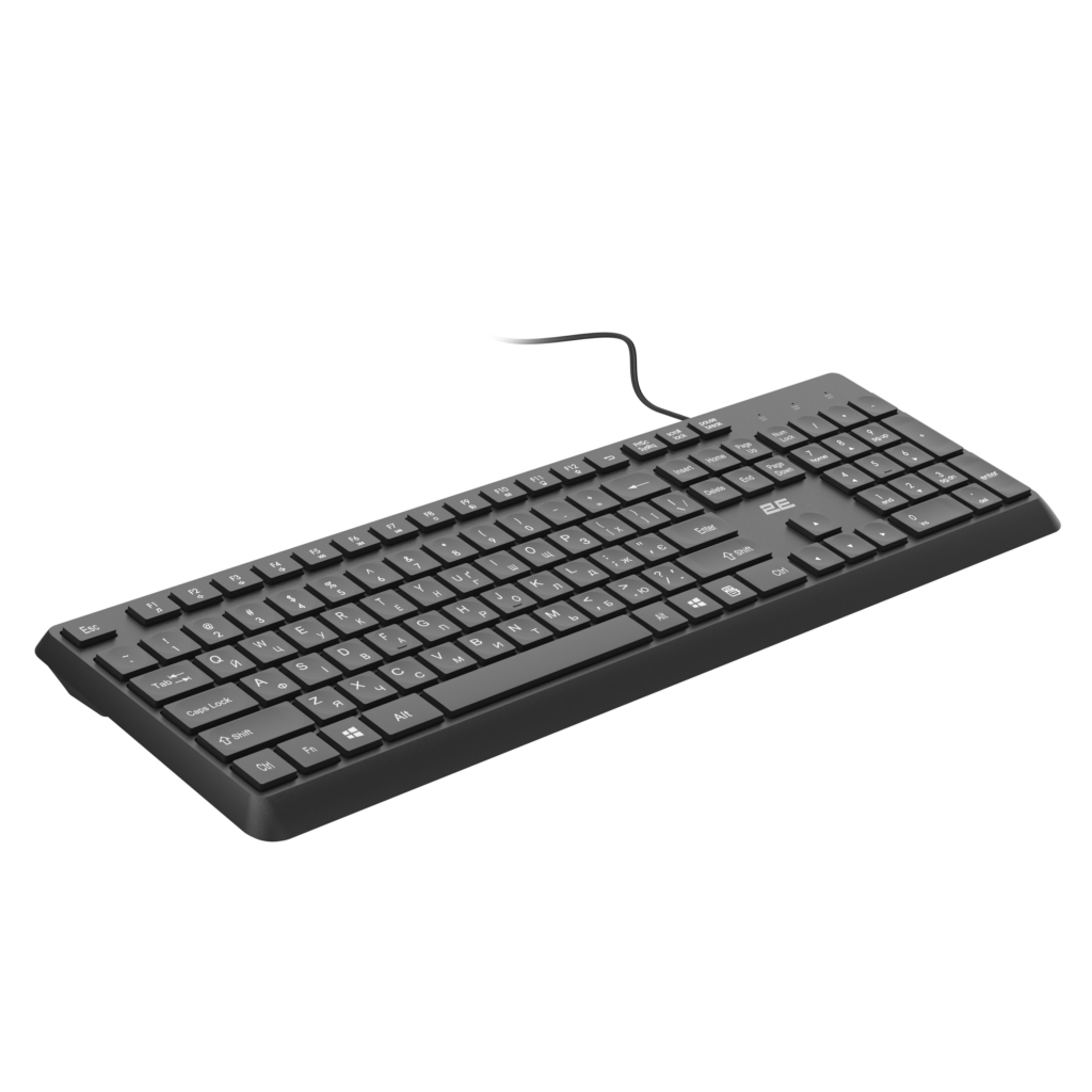 Клавиатура мембранная 2E KS405 104key, USB-A, EN/UK, чёрный