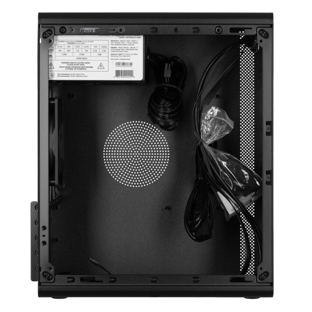 2E-V285B-400, PC case 2E Credo V285B-400 with PSU 2E ATX400, 1xUSB3.0, 1х USB 2.0, 1xUSB Type-C, 1x120mm, VGA 300mm, mATX, black
