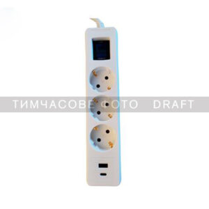 Удлинитель-фильтр сетевой 2E 3xТип F, 3×1.5мм кв, 16A, 1xUSB-A, 1xUSB-C, с защитой от перенапряжения, 3м, белый