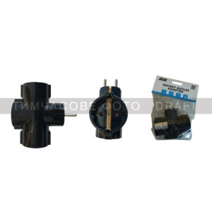 2E power adapter 3xType F, 16A, black