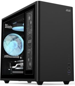 2E PC case 2E Credo Plus V350BG without PSU, 1xUSB3.0, 1х USB 2.0, 1xUSB Type-C, 3x120mm ARGB, VGA 350mm, LCS ready, controller with remote, TG Side Panel, mATX, black