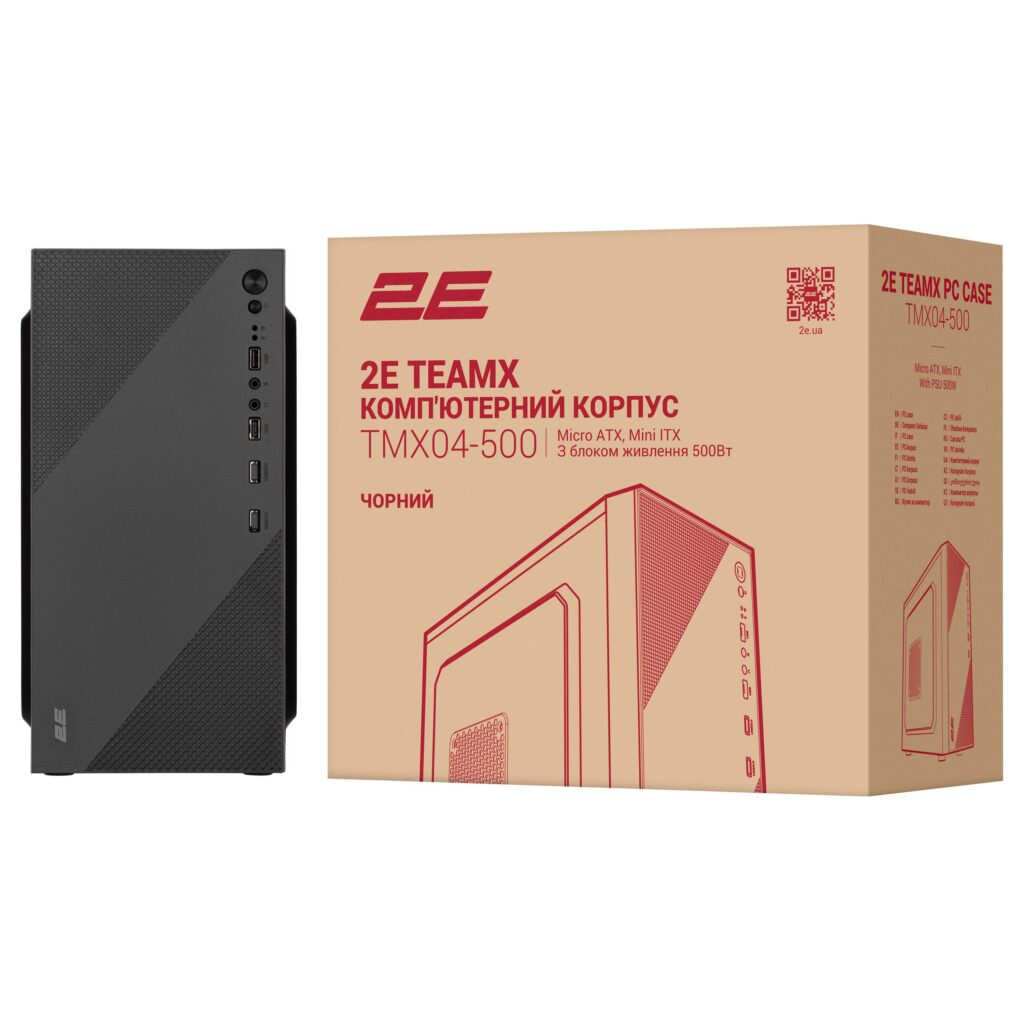 2E PC case TeamX TMX04 with 2E ATX500W, 2xUSB3.0, 1x80mm, VGA 220mm, mATX, black