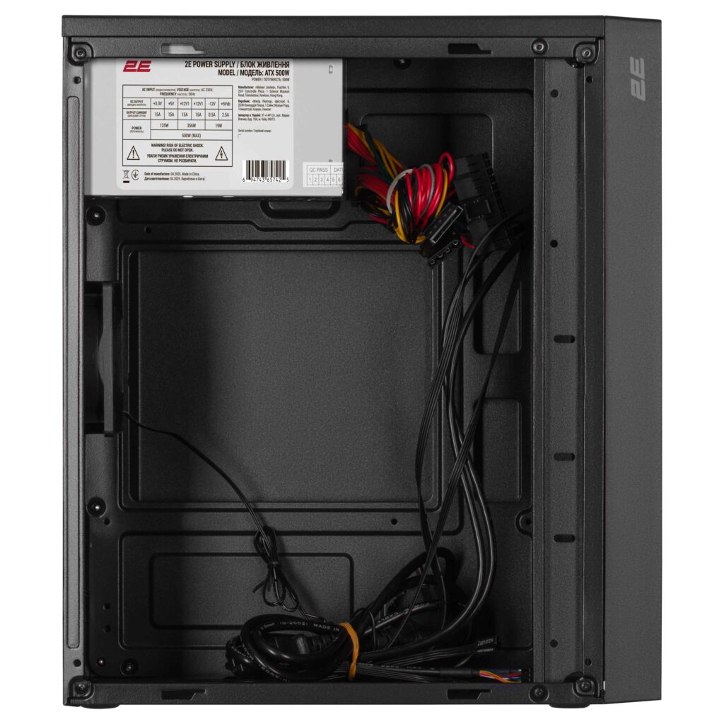 Корпус 2E TeamX TMX03 с БП 2E ATX500W, 2xUSB3.0, 1×80мм, VGA 220мм, mATX, чёрный