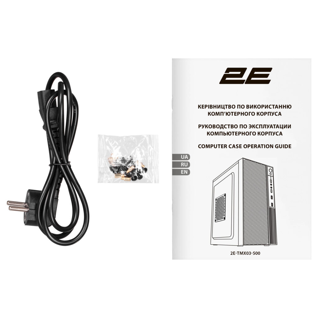 Корпус 2E TeamX TMX03 с БП 2E ATX500W, 2xUSB3.0, 1×80мм, VGA 220мм, mATX, чёрный