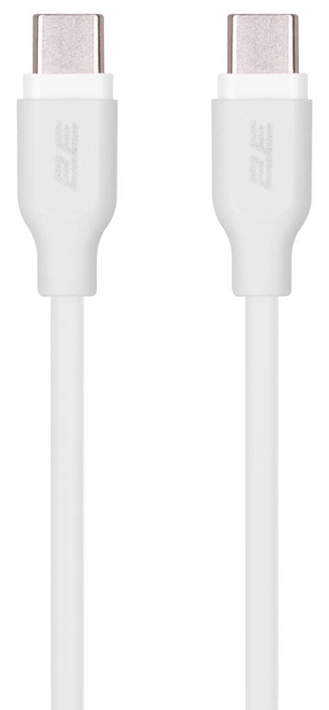 Кабель 2E USB-C – USB-C, Glow, 60W, 1m, white