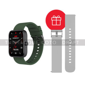 2E Smartwatch Alpha SQ Music Edition 46mm, 1.78″, 368×448, AMOLED, BT 5.2, Black-green + gray strap