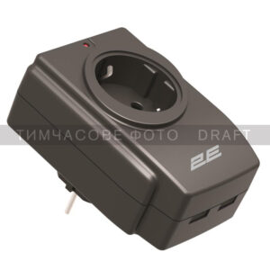 Adapter 2E SurgeStop 1XSchuko with voltage surges, 2*USB-A, black