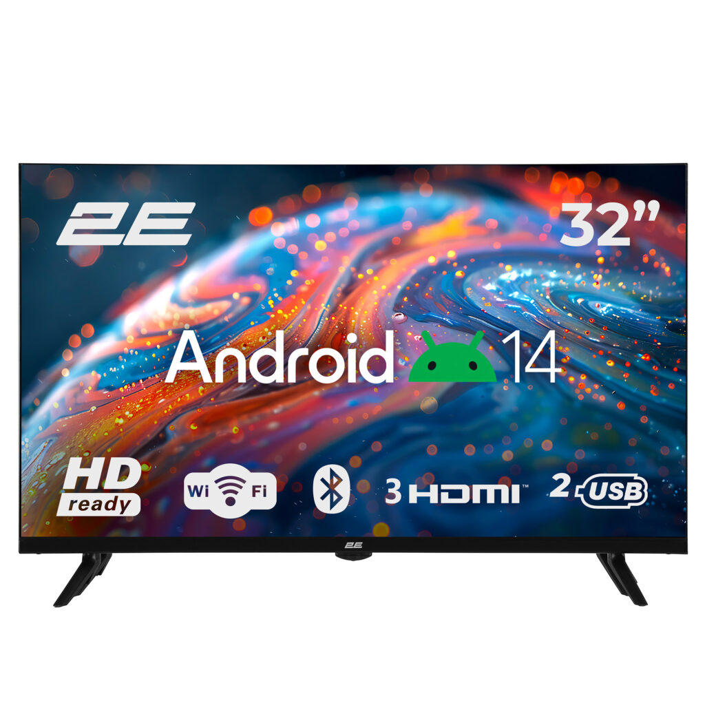 Телевізор 32″ 2E LED HD 60Hz Smart Android Black