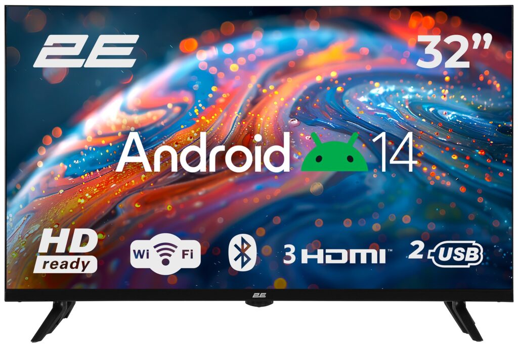Телевізор 32″ 2E LED HD 60Hz Smart Android Black