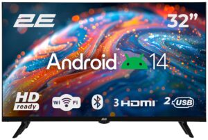 Телевізор 32″ 2E LED HD 60Hz Smart Android Black