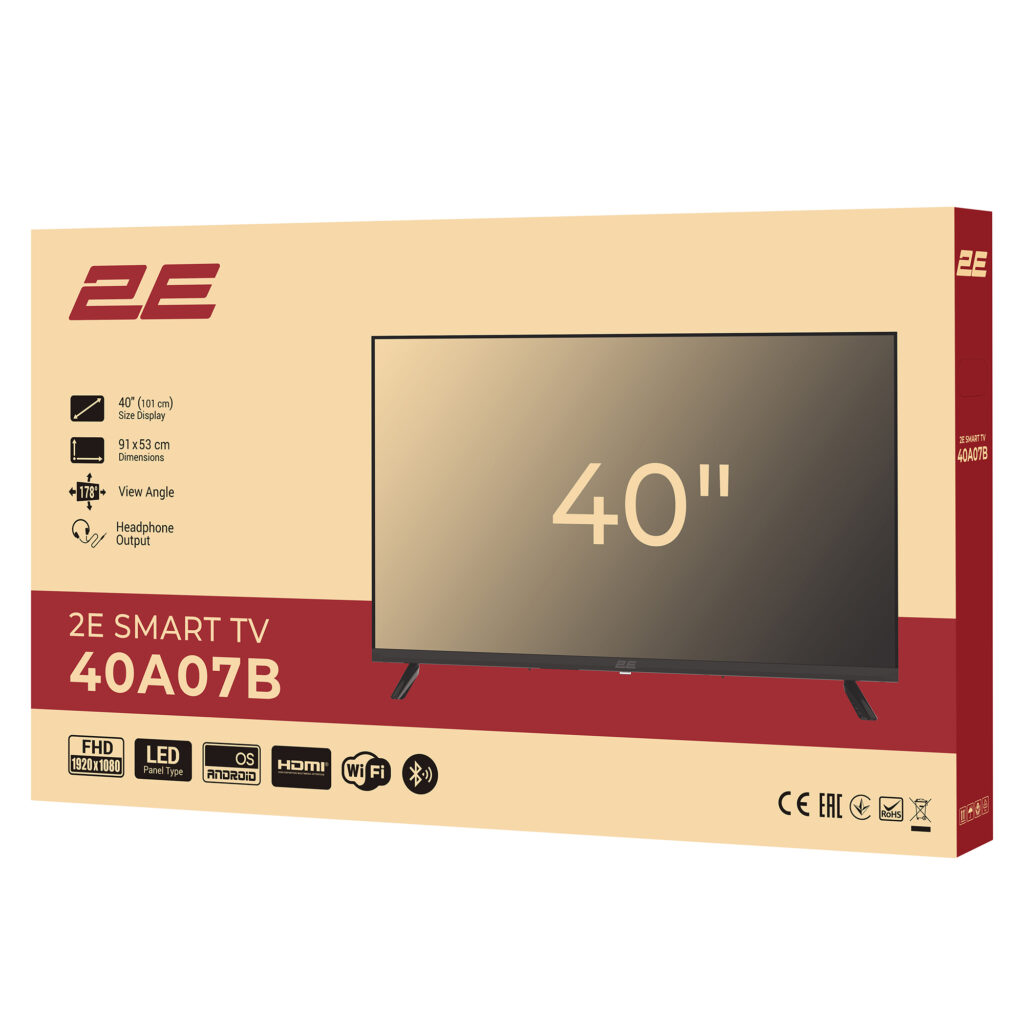 Телевизор 40″ 2E LED FHD 60Hz Smart Android Black