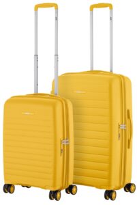 Набор чемоданов 2E, Aero, полипропилен, (M+S), TSA, 4 колеса, EXP, янтарно-желтый