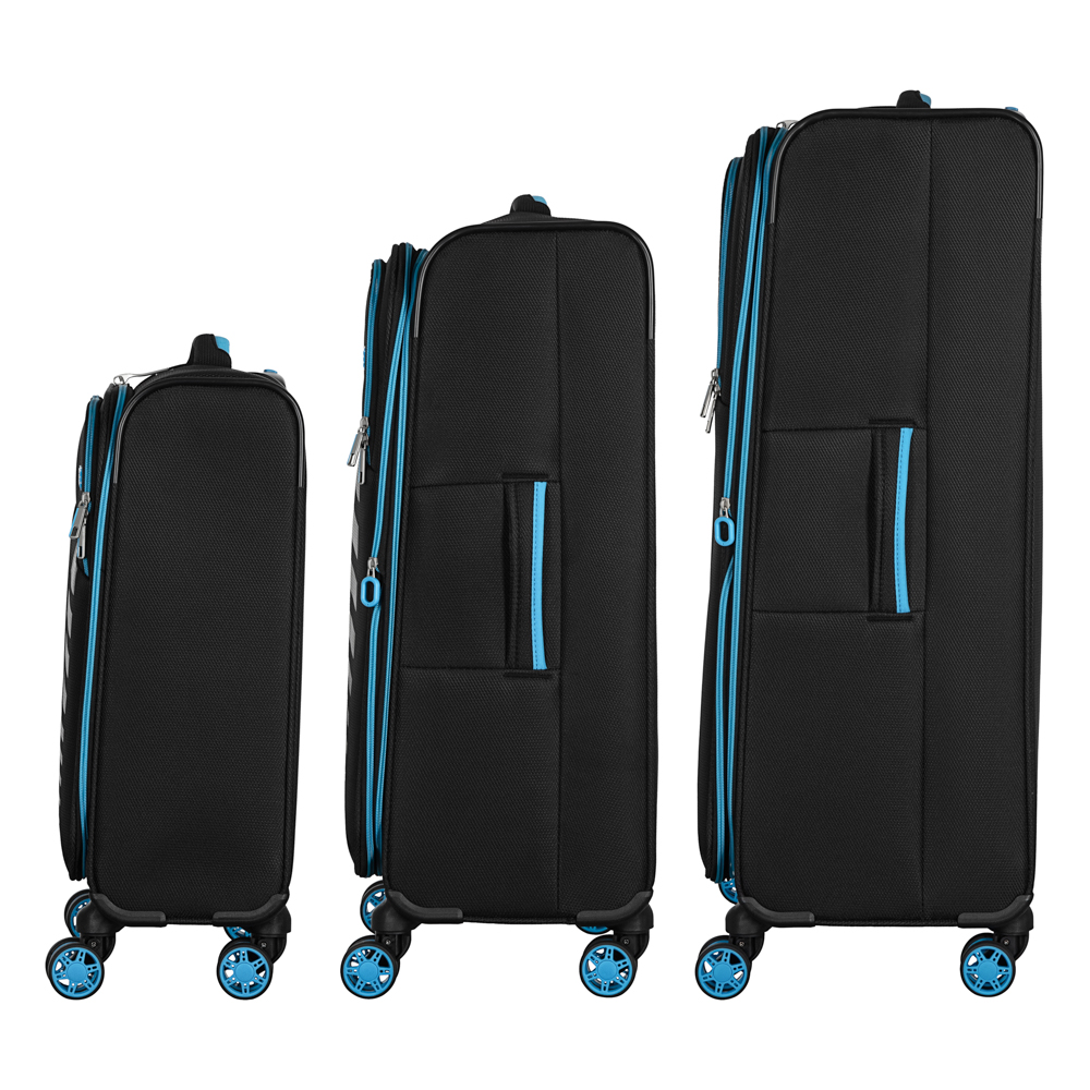 2E Suitcase set, Trek, (L+M+S), TSA, 4 wheels, + 3 Cabin backpacks (2E-BPET-CABIN-BK), polyester, black
