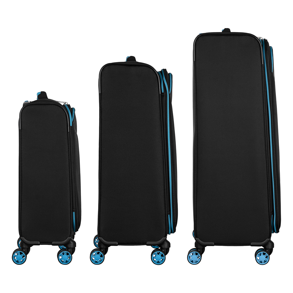 2E Suitcase set, Trek, (L+M+S), TSA, 4 wheels, + 3 Cabin backpacks (2E-BPET-CABIN-BK), polyester, black
