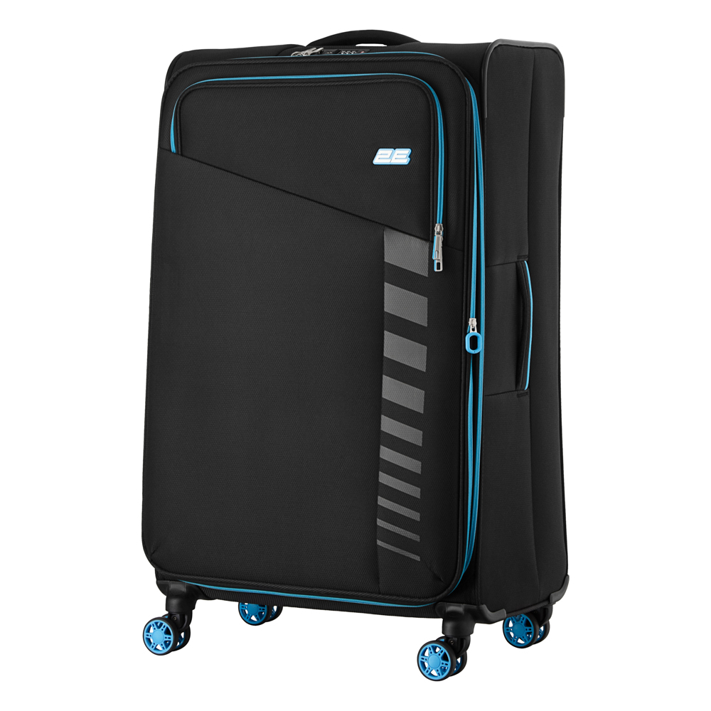 2E Suitcase set, Trek, (L+M+S), TSA, 4 wheels, + 3 Cabin backpacks (2E-BPET-CABIN-BK), polyester, black
