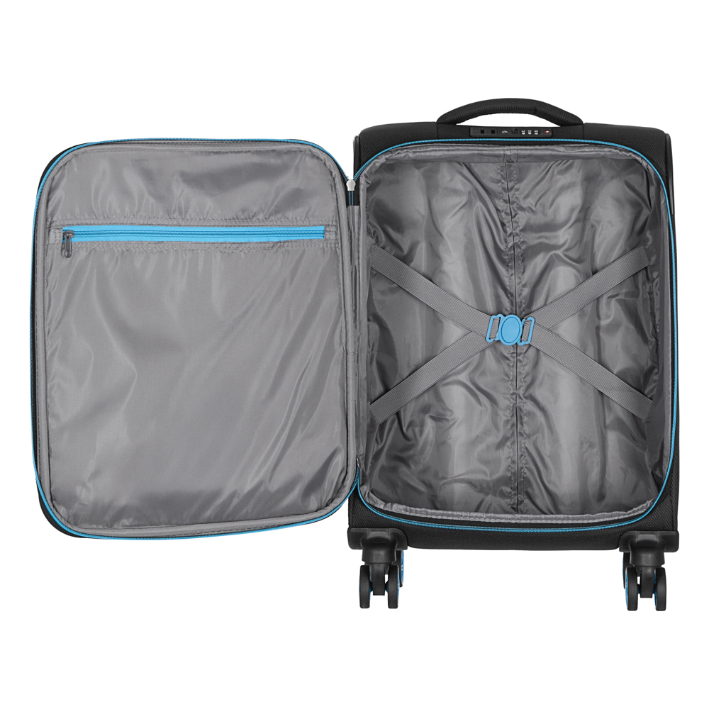 2E Suitcase set, Trek, (L+M+S), TSA, 4 wheels, + 3 Cabin backpacks (2E-BPET-CABIN-BK), polyester, black