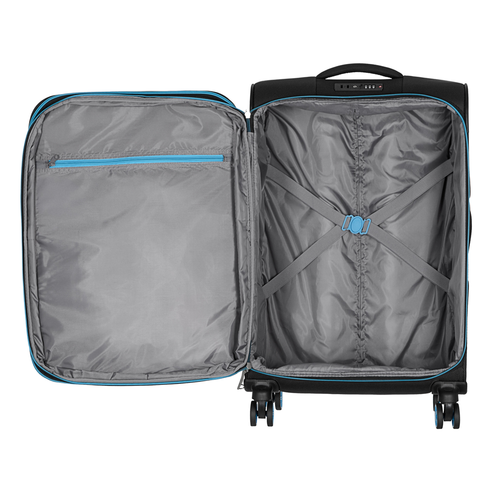 2E Suitcase set, Trek, (L+M+S), TSA, 4 wheels, + 3 Cabin backpacks (2E-BPET-CABIN-BK), polyester, black