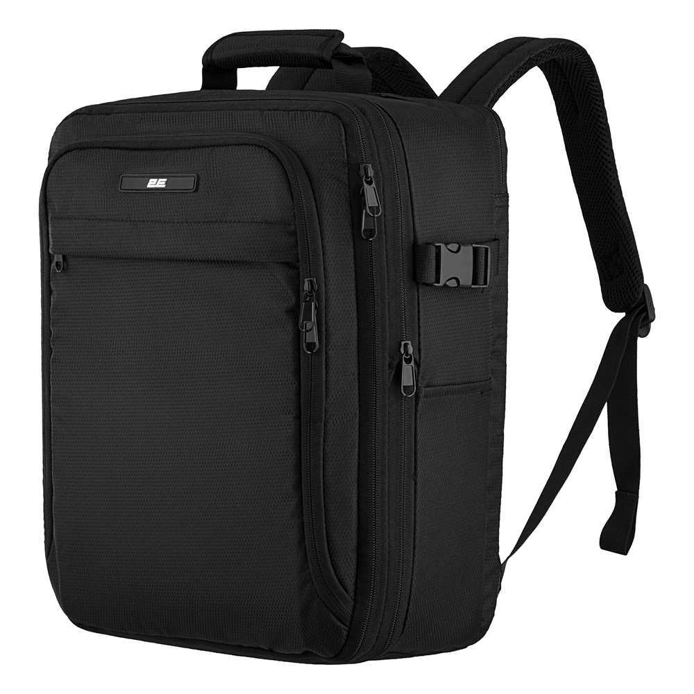 2E Suitcase set, Trek, (L+M+S), TSA, 4 wheels, + 3 Cabin backpacks (2E-BPET-CABIN-BK), polyester, black