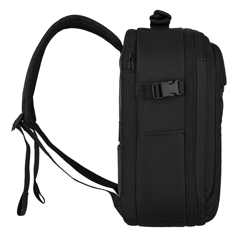 2E Suitcase set, Trek, (L+M+S), TSA, 4 wheels, + 3 Cabin backpacks (2E-BPET-CABIN-BK), polyester, black