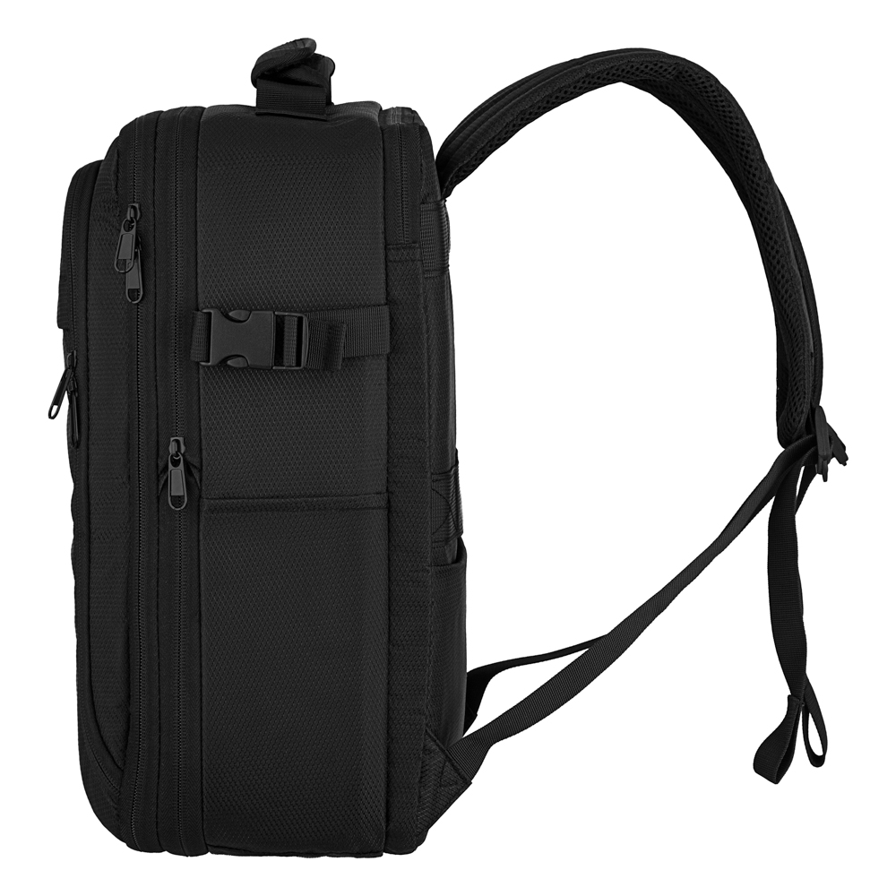 2E Suitcase set, Trek, (L+M+S), TSA, 4 wheels, + 3 Cabin backpacks (2E-BPET-CABIN-BK), polyester, black