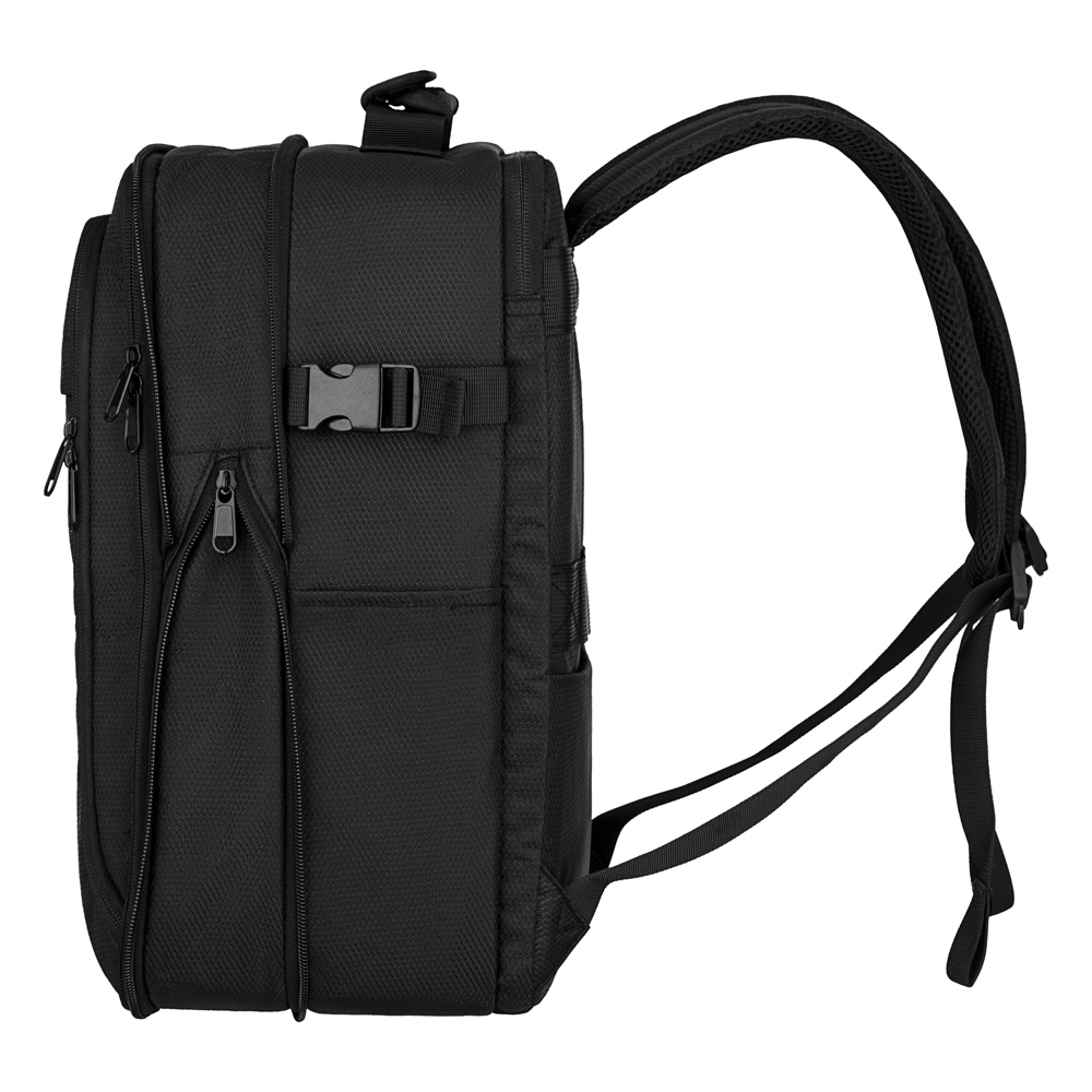 2E Suitcase set, Trek, (L+M+S), TSA, 4 wheels, + 3 Cabin backpacks (2E-BPET-CABIN-BK), polyester, black