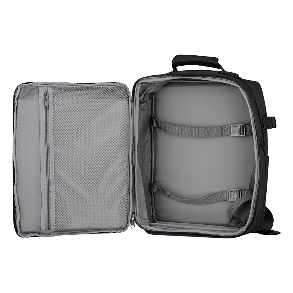 2E Suitcase set, Trek, (L+M+S), TSA, 4 wheels, + 3 Cabin backpacks (2E-BPET-CABIN-BK), polyester, black