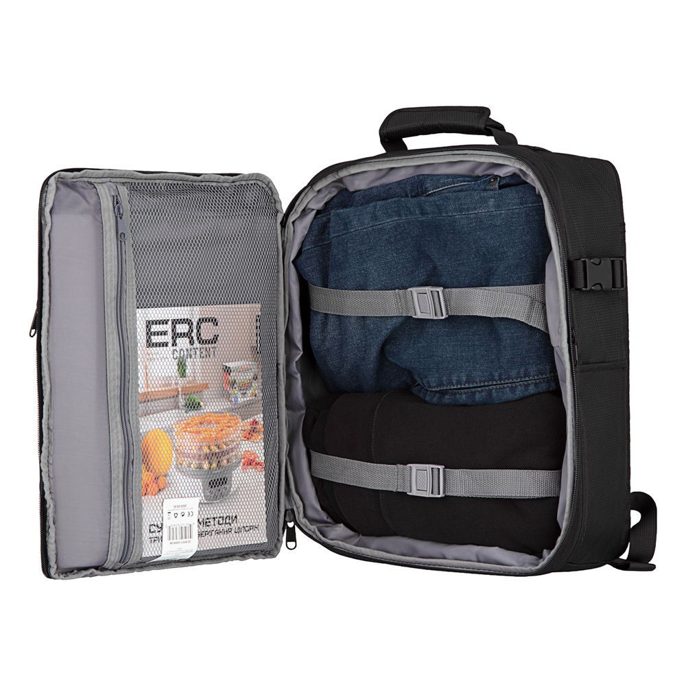 2E Suitcase set, Trek, (L+M+S), TSA, 4 wheels, + 3 Cabin backpacks (2E-BPET-CABIN-BK), polyester, black