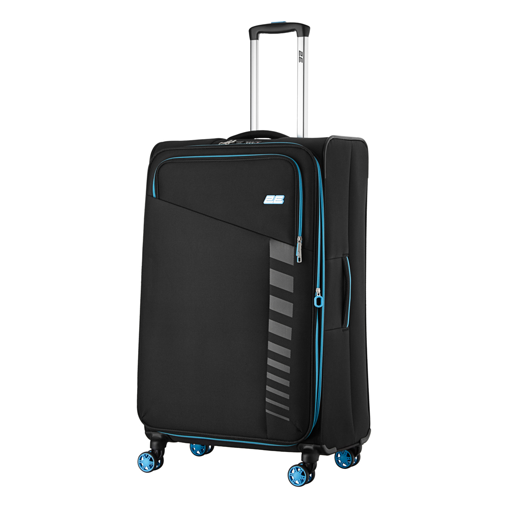 2E Suitcase Large, Trek, polyester, 97/117L, TSA, 4 wheels, EXP, black