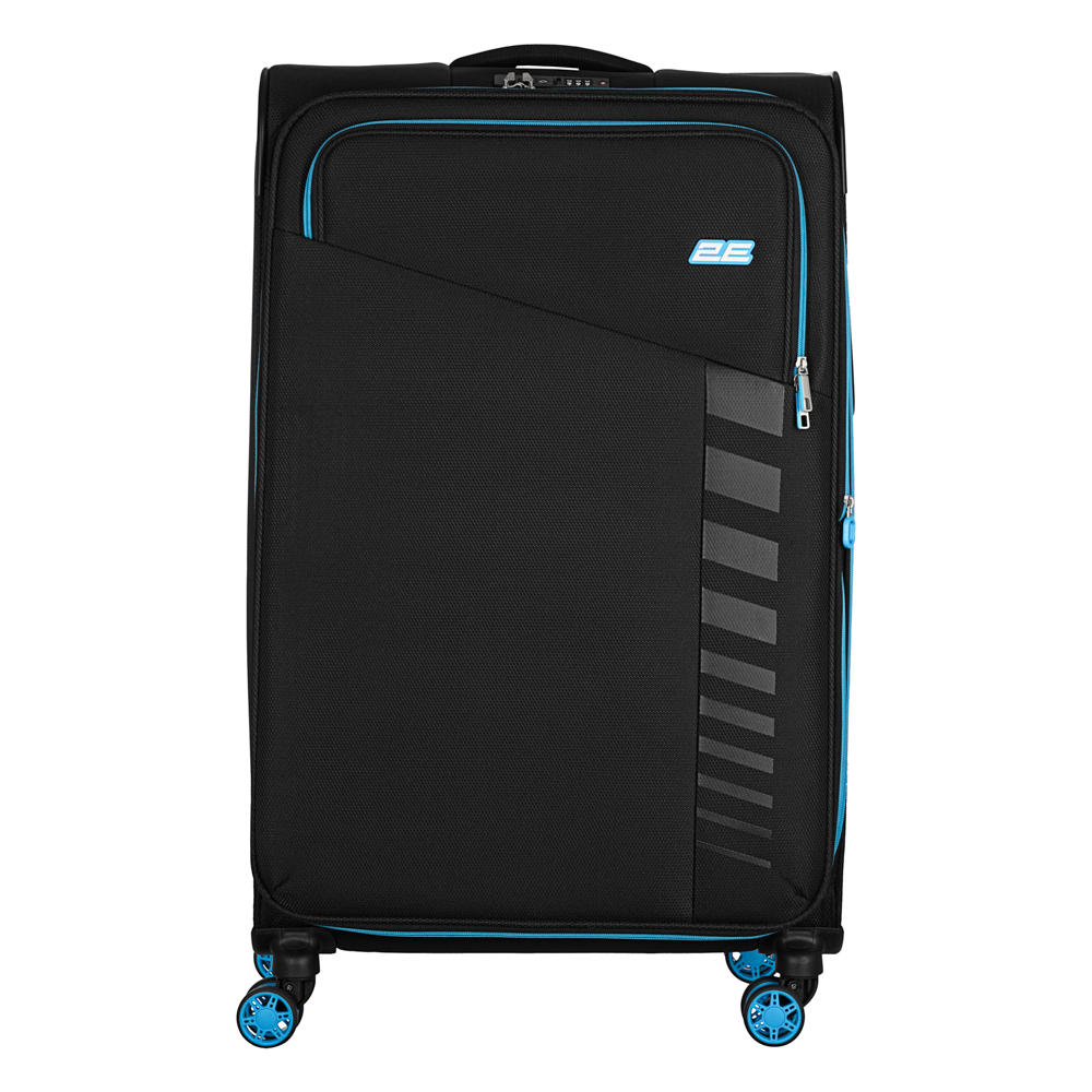 2E Suitcase Large, Trek, polyester, 97/117L, TSA, 4 wheels, EXP, black