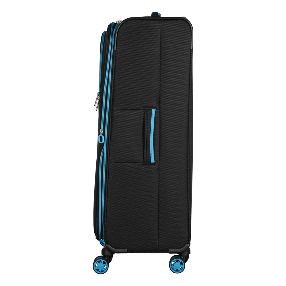 2E Suitcase Large, Trek, polyester, 97/117L, TSA, 4 wheels, EXP, black