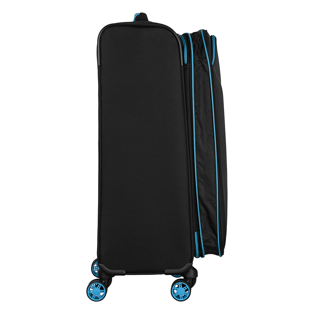 2E Suitcase Middle, Trek, polyester, 64/78 L, TSA, 4 wheels, EXP, black