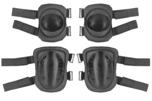 2E Military knee and elbow pads set, Black, 2E-MILKNAELPADS-SET-BK