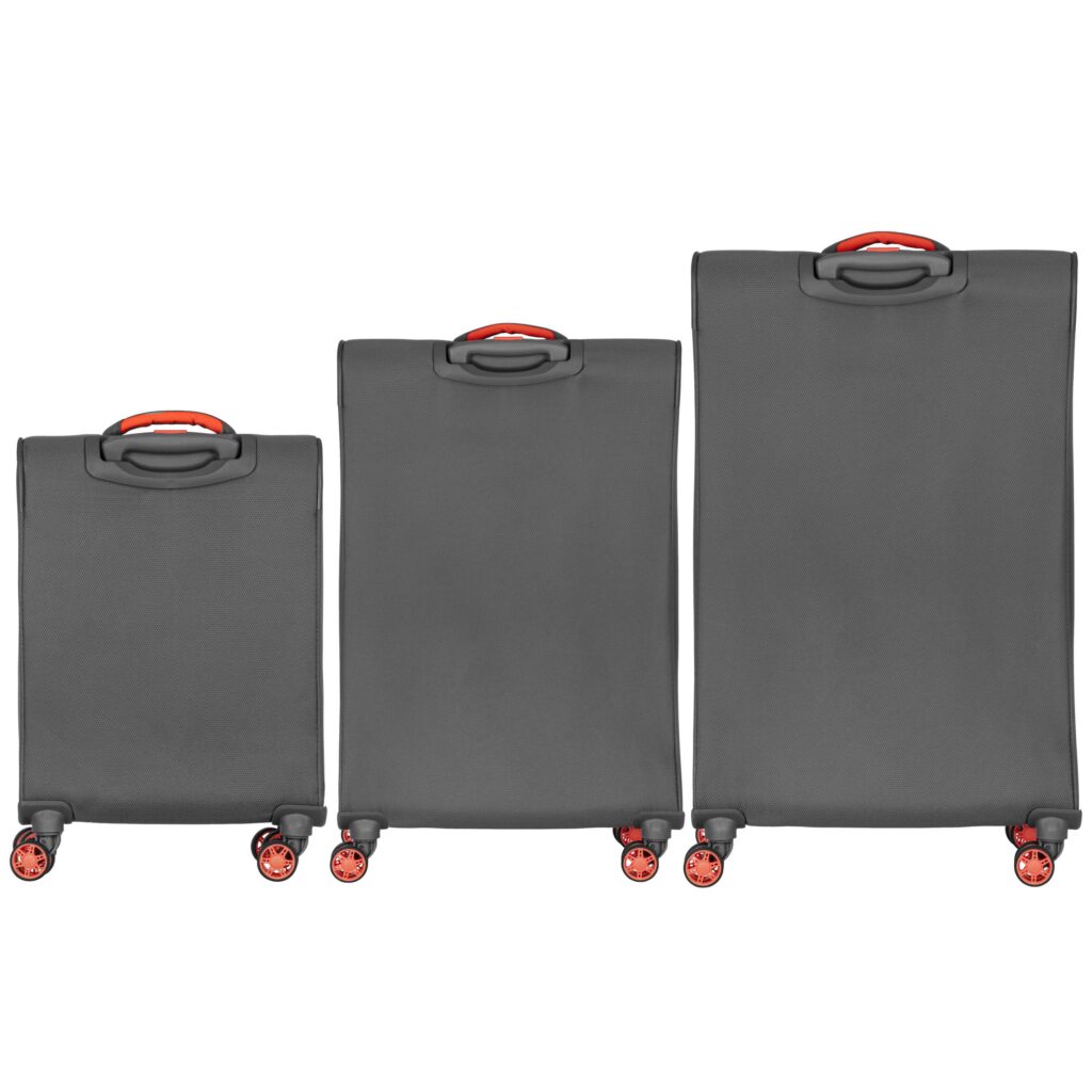 2E Suitcase set, Trek, (L+M+S), TSA, 4 wheels, + 3 Cabin backpacks (2E-BPET-CABIN-GR), polyester, grey